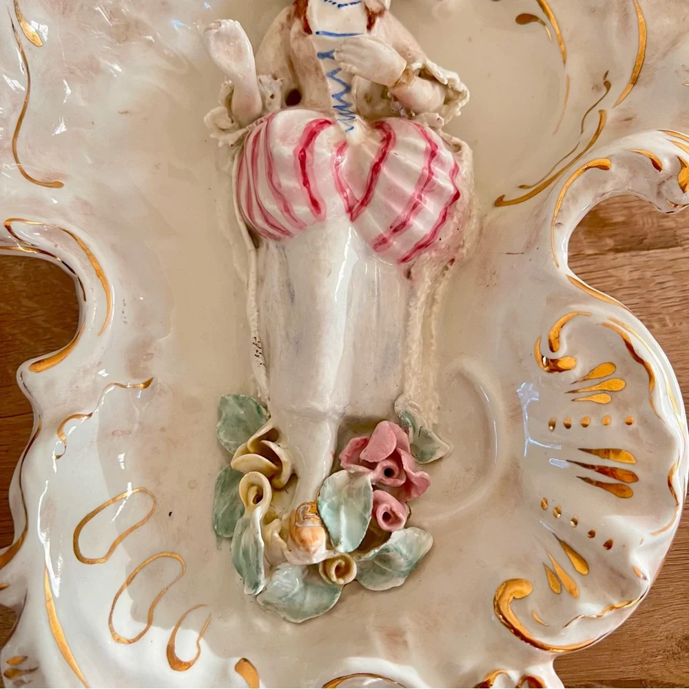 2 PCs RARE Vintage‎ Cordey Porcelain Wall Art Plaque Numbered Victorian Rococo